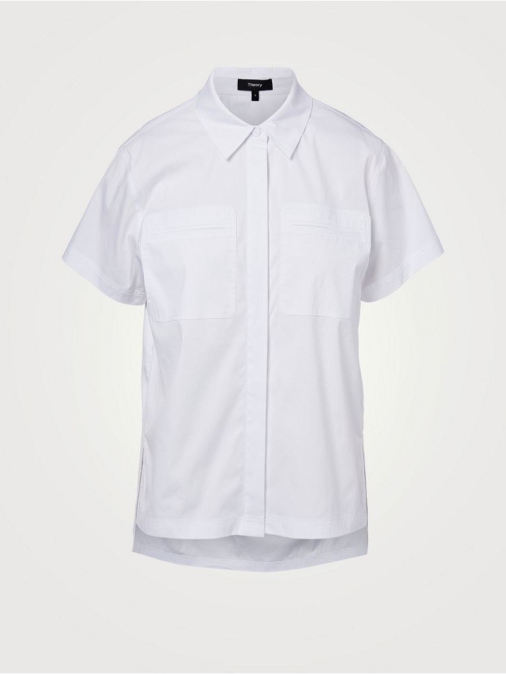 Theory White Short-Sleeve Button-Down Shirt
